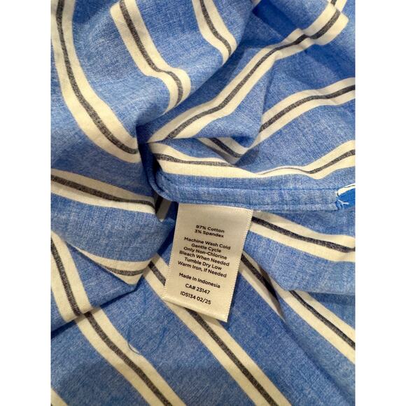 Talbots Easy Care Shirt Women's Large Blue White Black Stripes Coastal Nautical - Picture 14 of 15